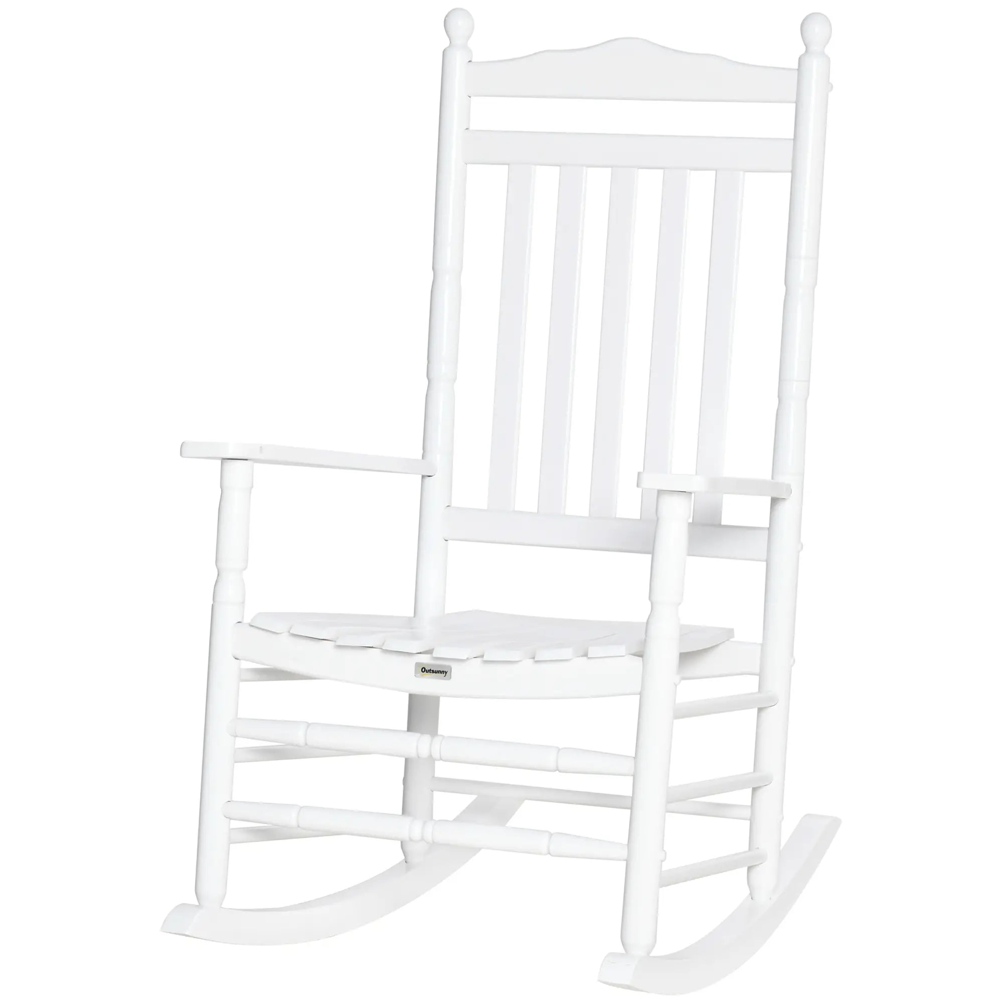 Wooden Outdoor Rocking Chair, Patio Chair with Slatted Back, White Outdoor Rocking Chairs White at Gallery Canada