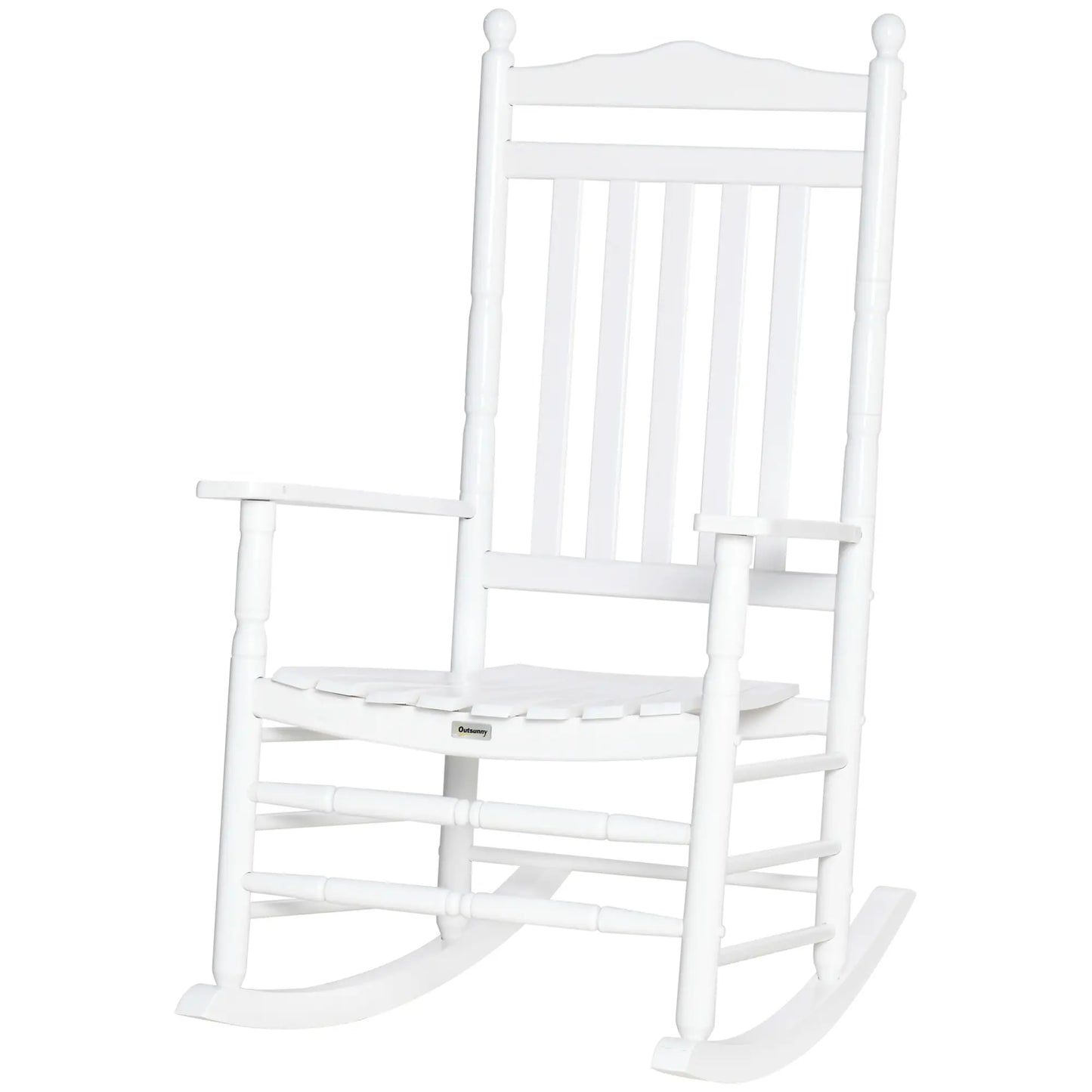 Wooden Outdoor Rocking Chair, Patio Chair with Slatted Back, White Outdoor Rocking Chairs White at Gallery Canada
