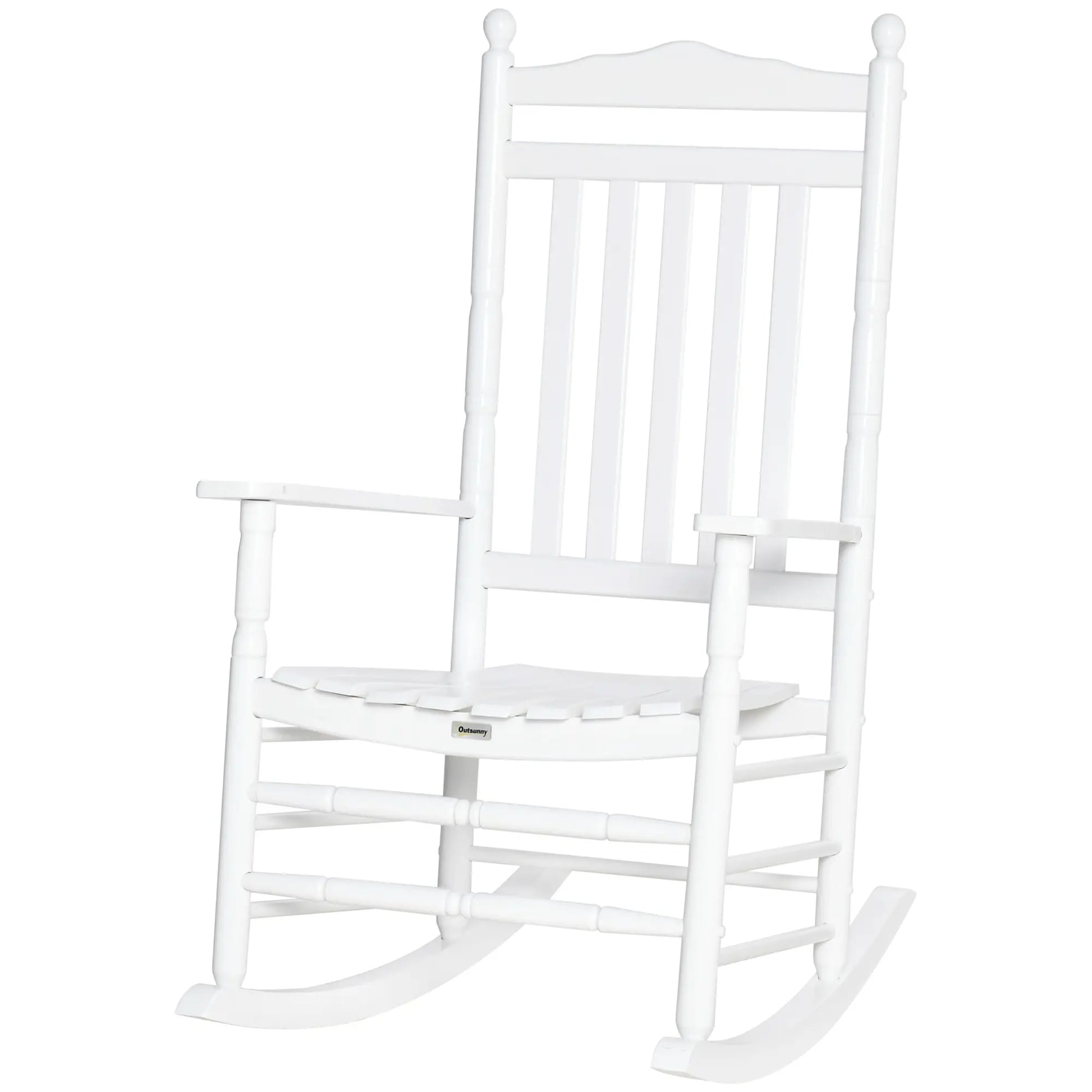 Wooden Outdoor Rocking Chair, Patio Chair with Slatted Back, White Outdoor Rocking Chairs White at Gallery Canada