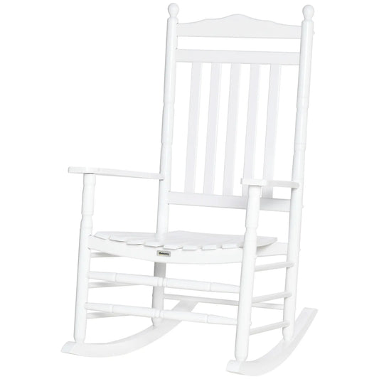 Wooden Outdoor Rocking Chair, Patio Chair with Slatted Back, White Outdoor Rocking Chairs White at Gallery Canada