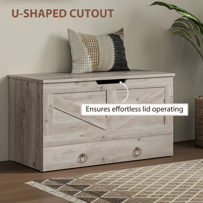 31.5 Inches Storage Chest, Wooden Box, Grey Wood Grain Storage Cabinets at Gallery Canada