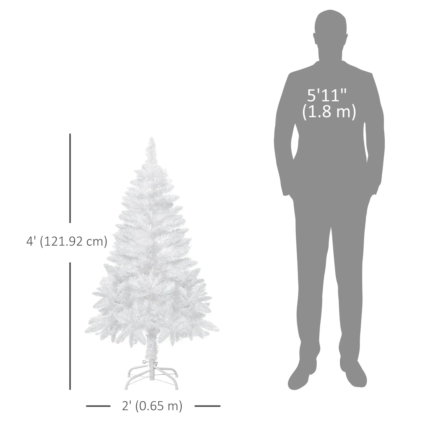 4ft Artificial Christmas Tree, Realistic Pine Branches, Auto Open, Indoor, White Artificial Christmas Trees at Gallery Canada