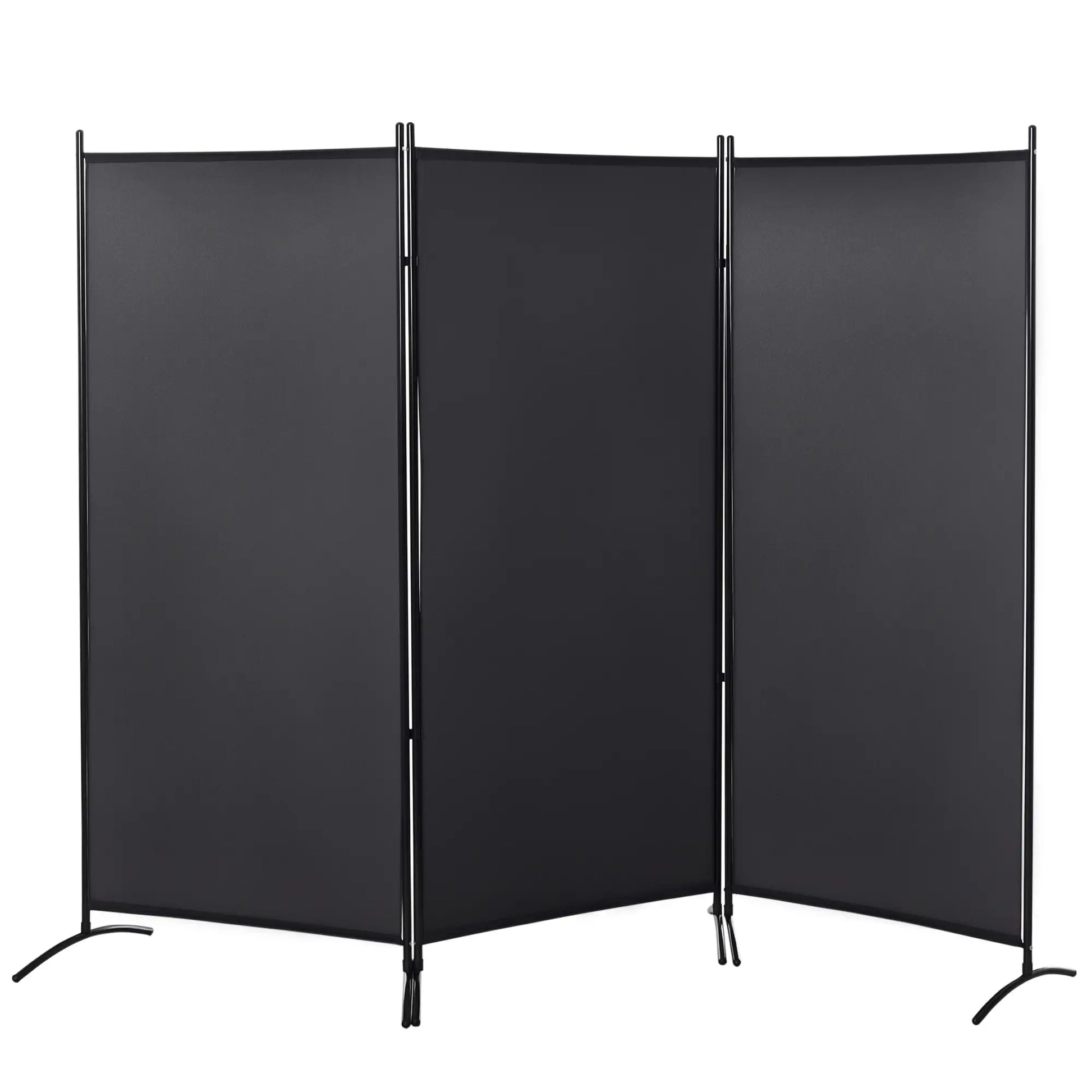 6' 3 Panel Room Divider, Double Hinged, Indoor Privacy Screen, Charcoal Grey Room Dividers at Gallery Canada