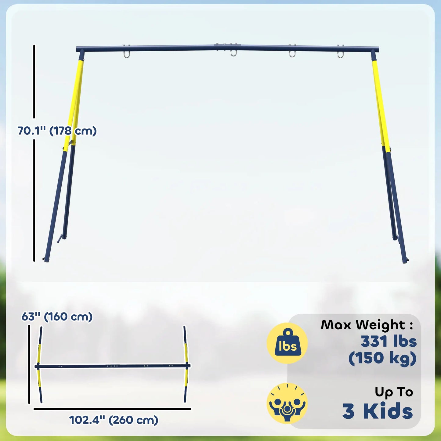 Kids Swing Set, Heavy Duty Metal, 2 Seat, Supports 150 kg, Indoor Outdoor, Blue Gym Sets & Swings at Gallery Canada