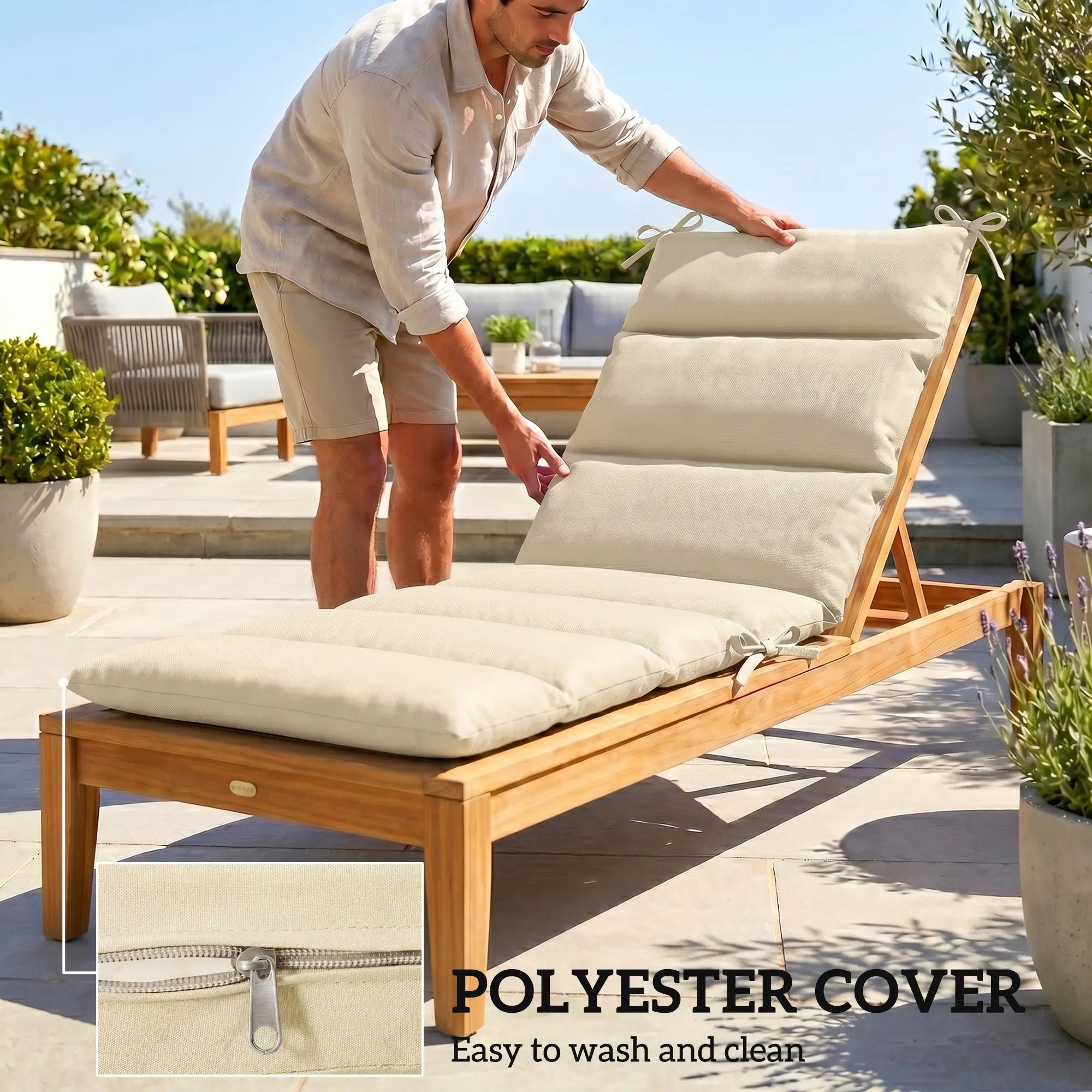 Outdoor Lounge Chair Cushion, Reversible, Zipper, Beige Patio Chair Cushions at Gallery Canada