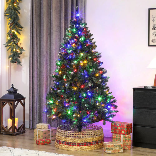 6 ft Frosted Prelit Christmas Tree, Dual Colour LED Light, Hinged, Easy Assembly, Dual Colour