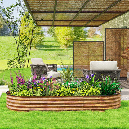 Large Outdoor Planter Box, 7' x 3' x 1', Galvanized Raised Garden Bed, Brown