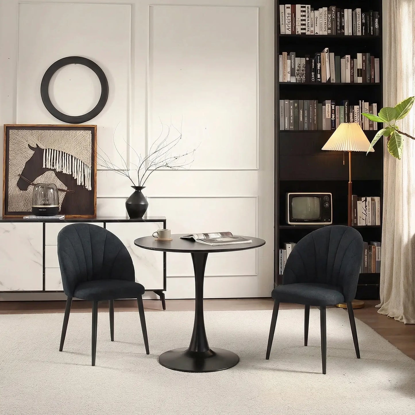 Modern Dining Chairs Set of 4, Upholstered, Metal Legs, Black Dining Chairs at Gallery Canada