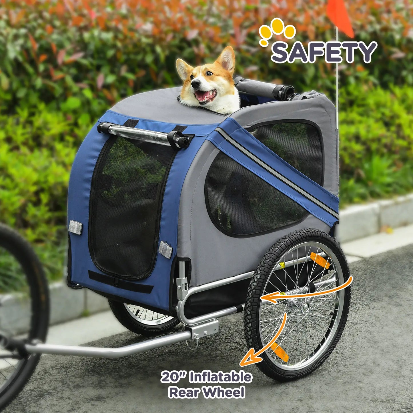 Foldable Dog Bike Trailer, Pet Cargo Carrier, Blue and Grey Dog Bike Trailers & Strollers at Gallery Canada