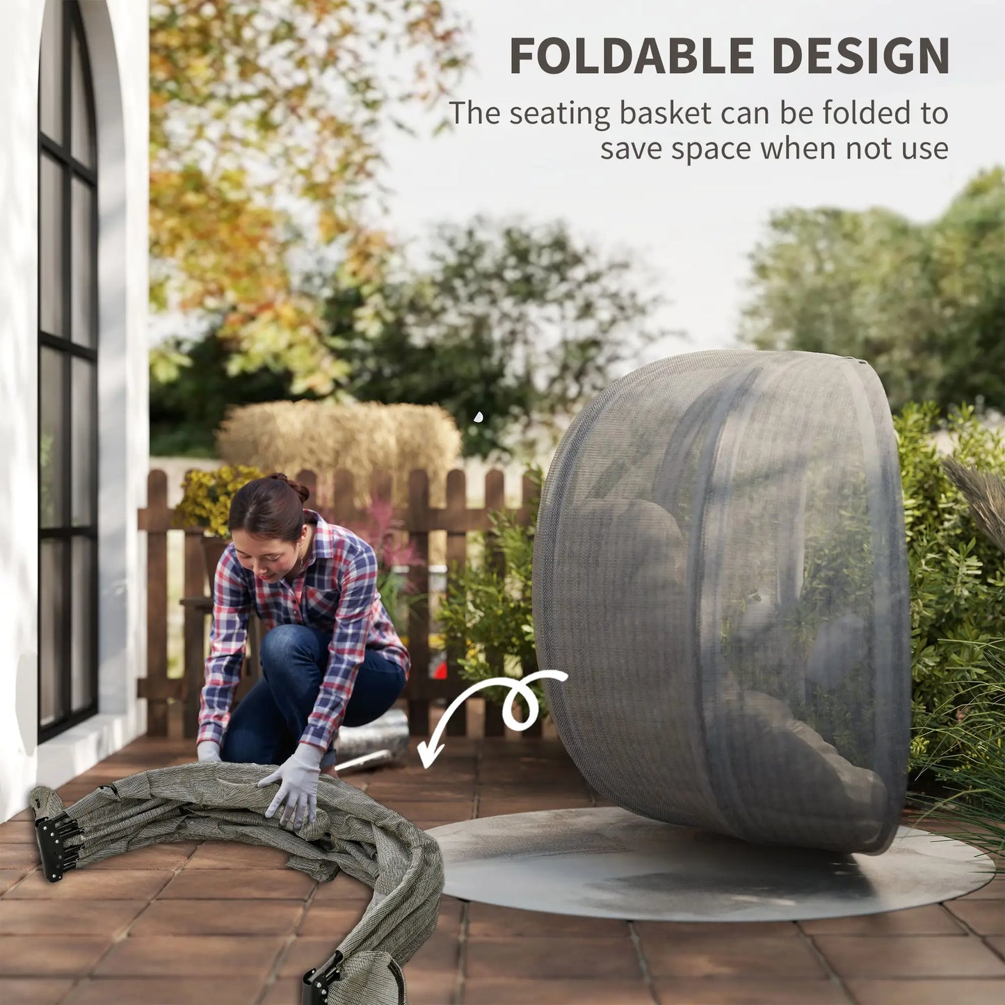 Double Egg Chair with Stand, 2 Person Hanging Swing, Khaki Patio Swings with Stand at Gallery Canada