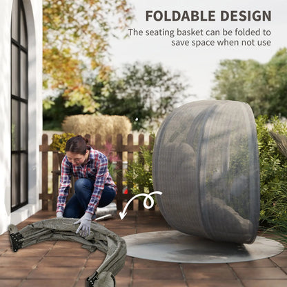 Double Egg Chair with Stand, 2 Person Hanging Swing, Khaki Patio Swings with Stand at Gallery Canada