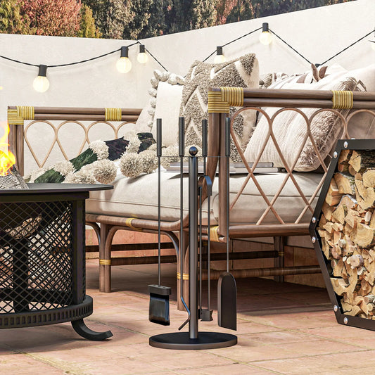 5 Piece Fireplace Tools Set with Stand, Black Fireplaces & Accessories Black at Gallery Canada
