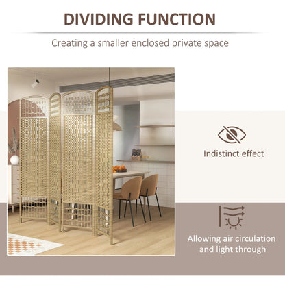 4 Panel Folding Room Divider, Portable Privacy Screen, Natural Room Dividers at Gallery Canada