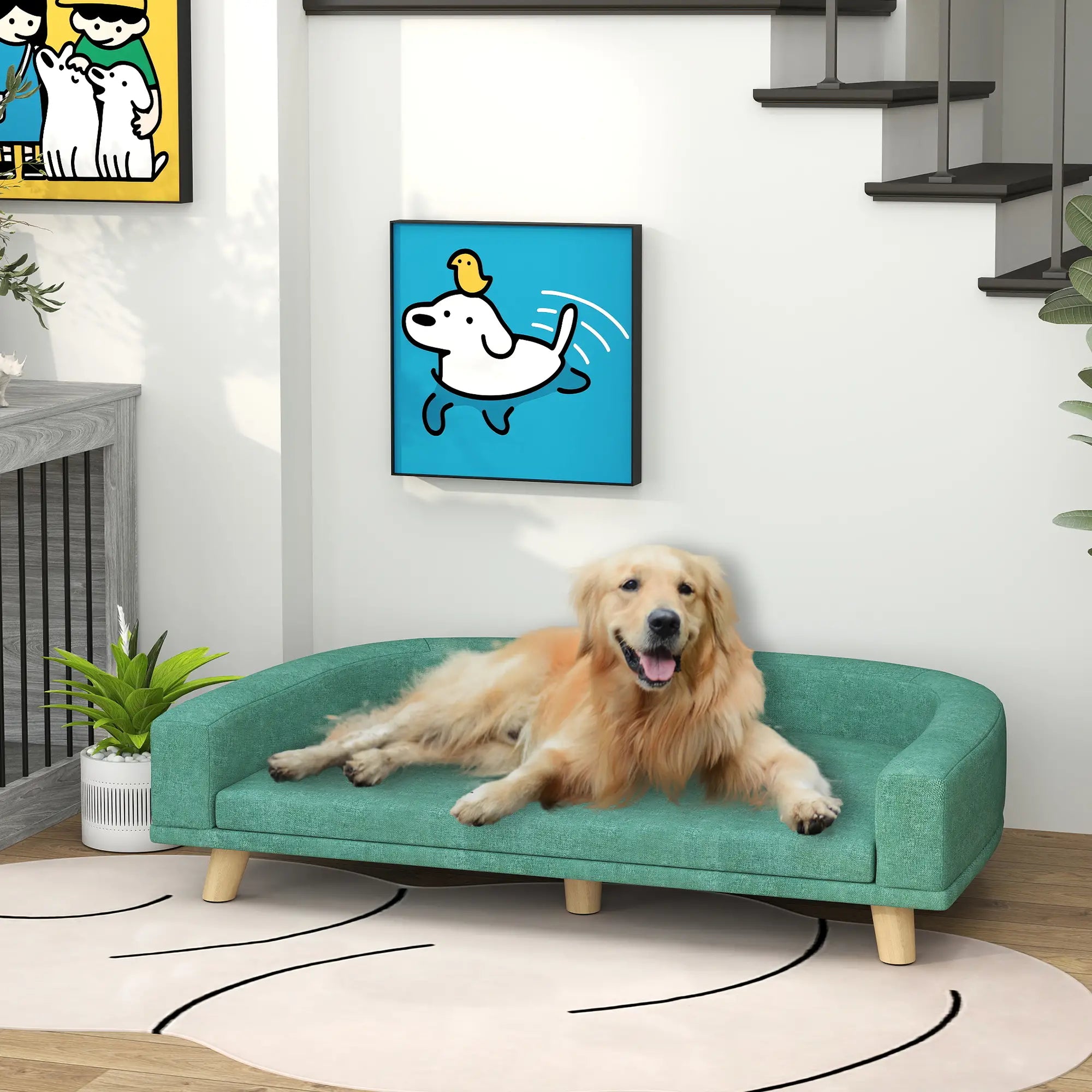 Dog Sofa for Large Dogs, Washable Cover, Anti-Slip Pads, Green Dog Sofas at Gallery Canada