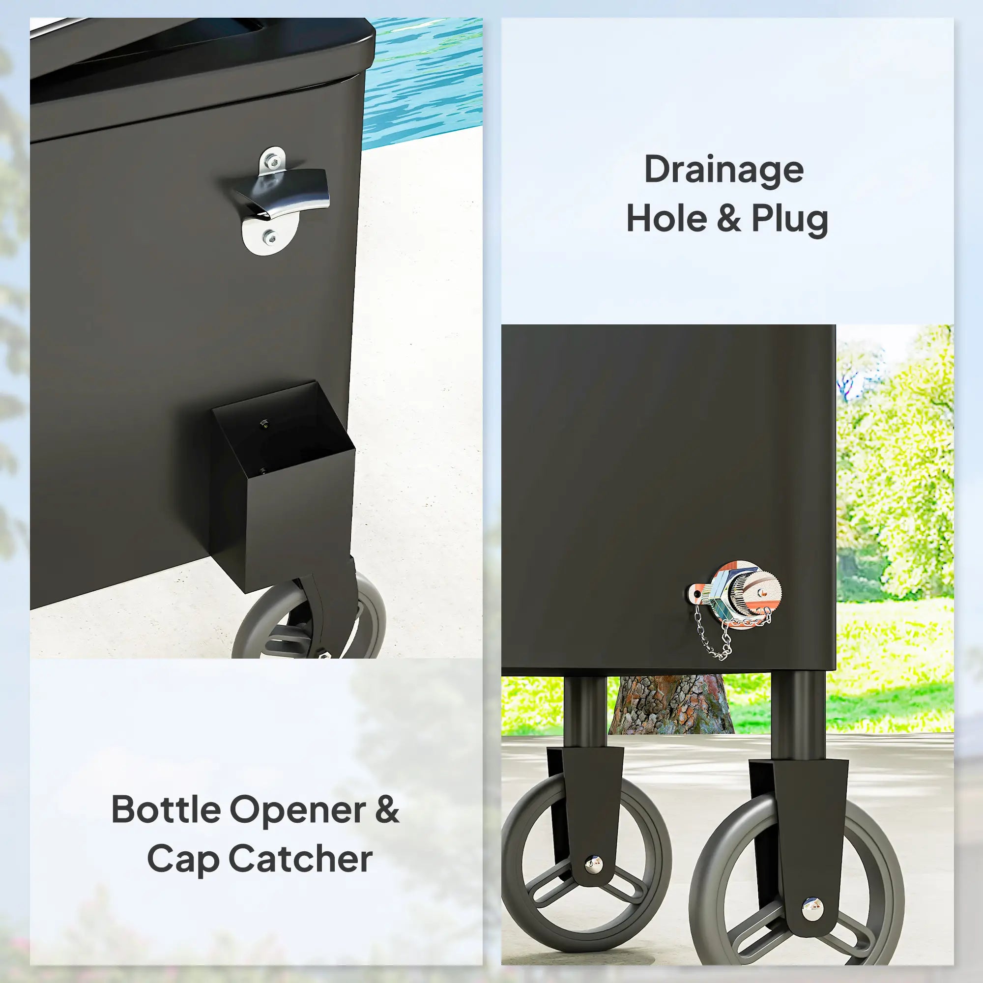 80-Qt Outdoor Cooler Cart, Rolling Ice Chest, Adjustable Handle, Wheels, Black Cooler Boxes at Gallery Canada