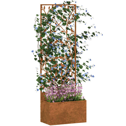 Raised Garden Bed with Privacy Screen, Metal Planter Box, Trellis, Brown Raised Garden Beds at Gallery Canada