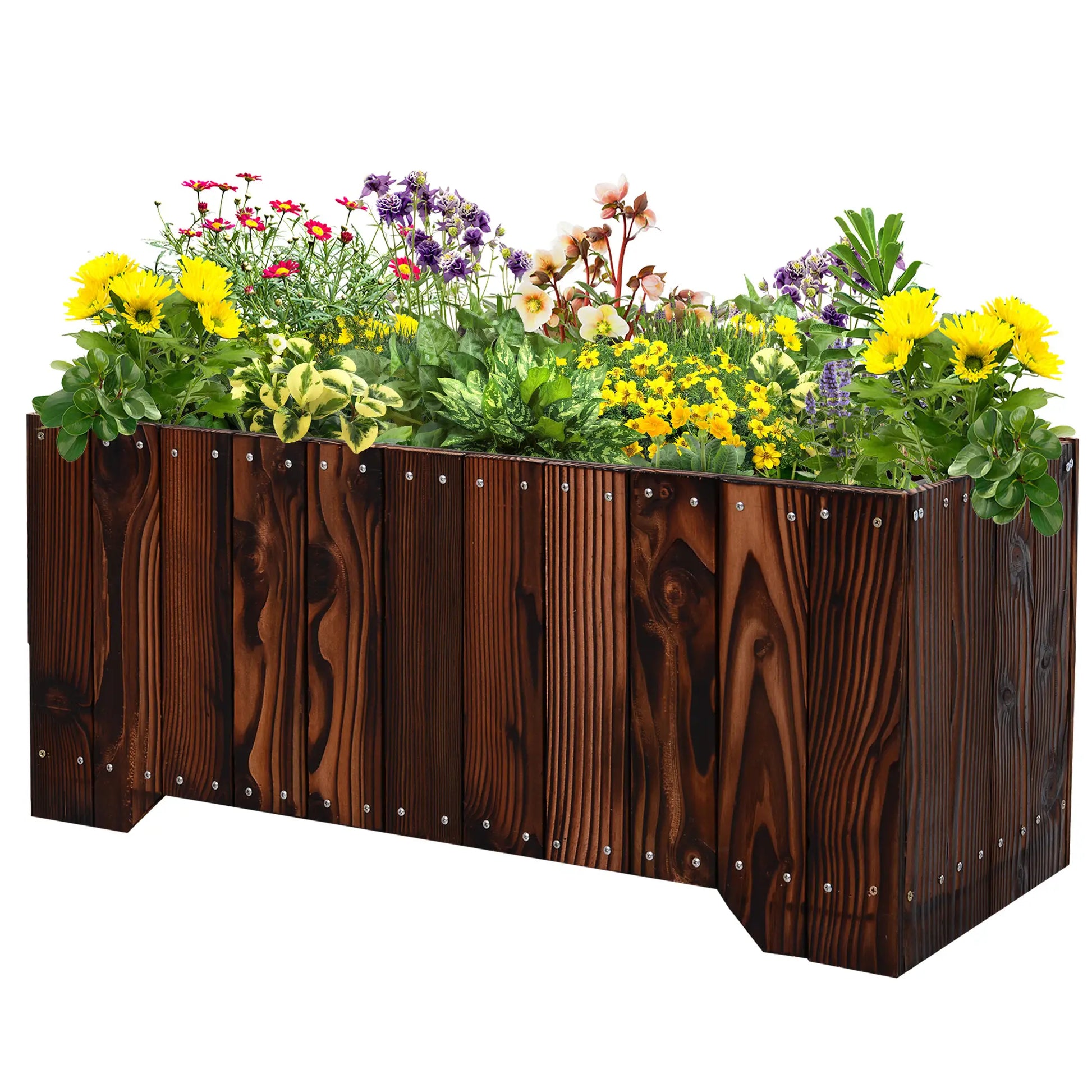 37.5"x15"x15.75" Raised Garden Bed, Wooden Planter for Outdoor Plants Wooden Planter Boxes at Gallery Canada