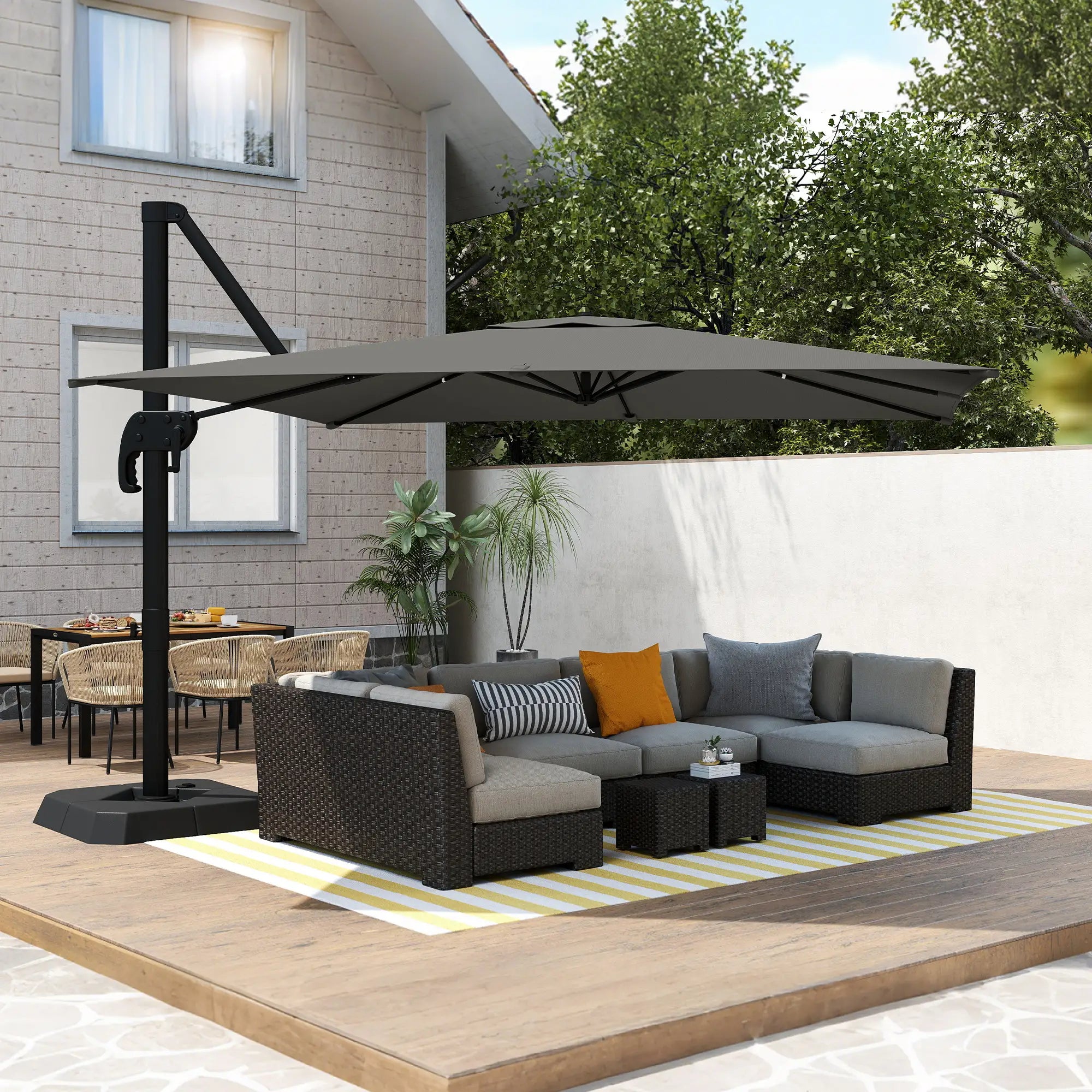 10 FT Outdoor Offset Cantilever Umbrella, Crank Handle, Tilt, 360° Rotation Offset Cantilever Umbrellas at Gallery Canada