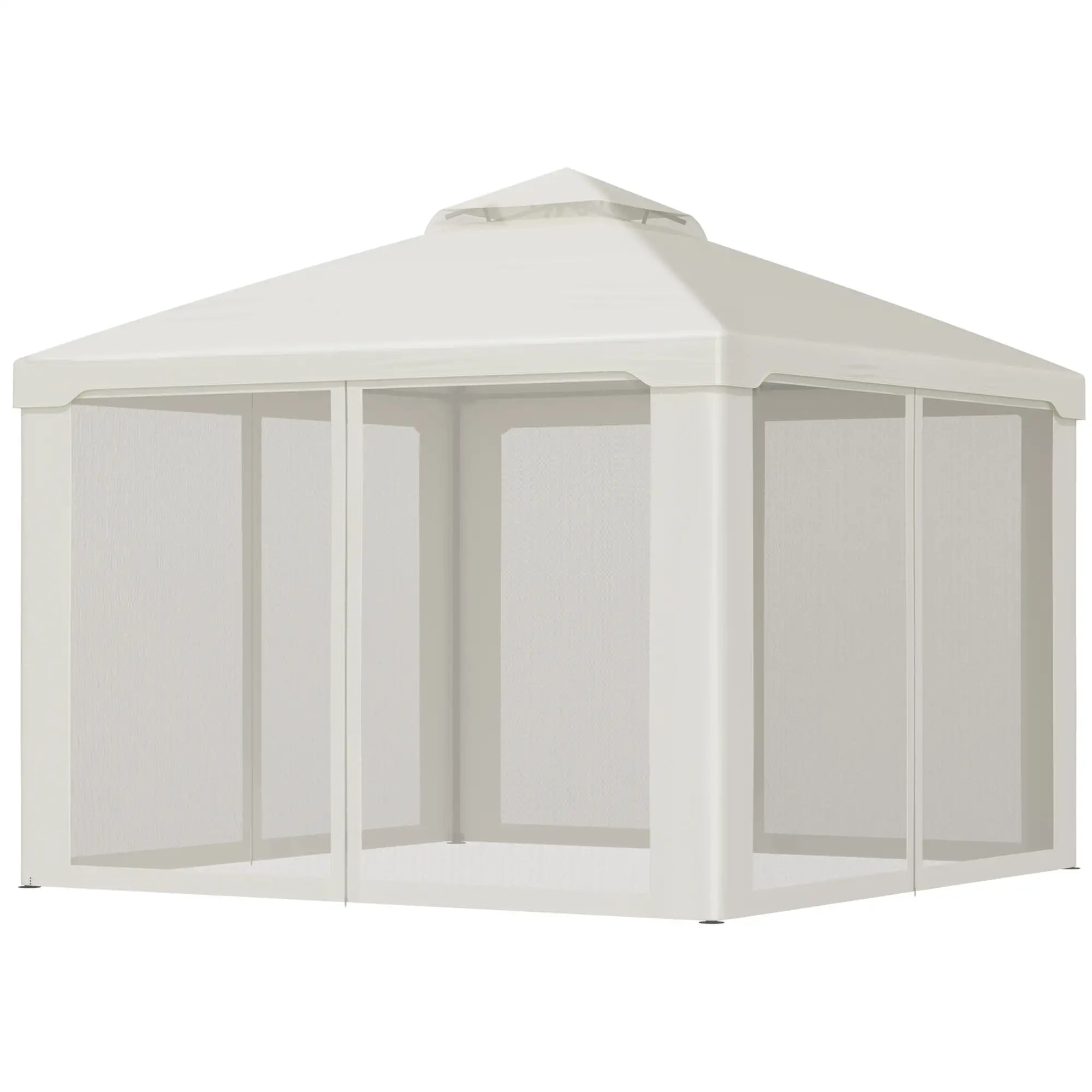 10' x 10' Patio Gazebo, Steel Frame, Mosquito Netting, Cream White Gazebos at Gallery Canada