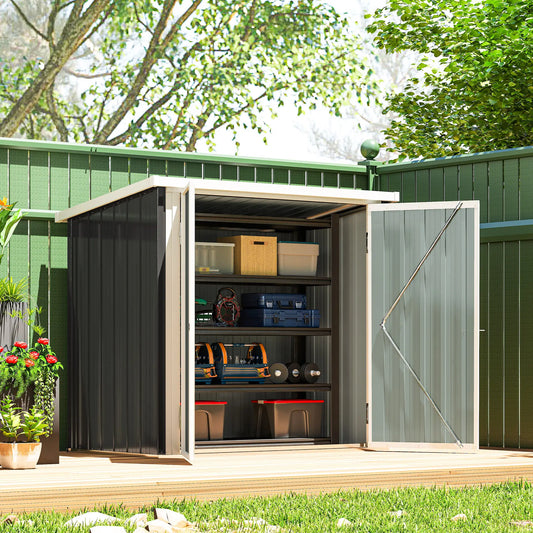 5' x 3' Metal Garden Storage Shed, Tool House, Double Doors Sheds Black at Gallery Canada