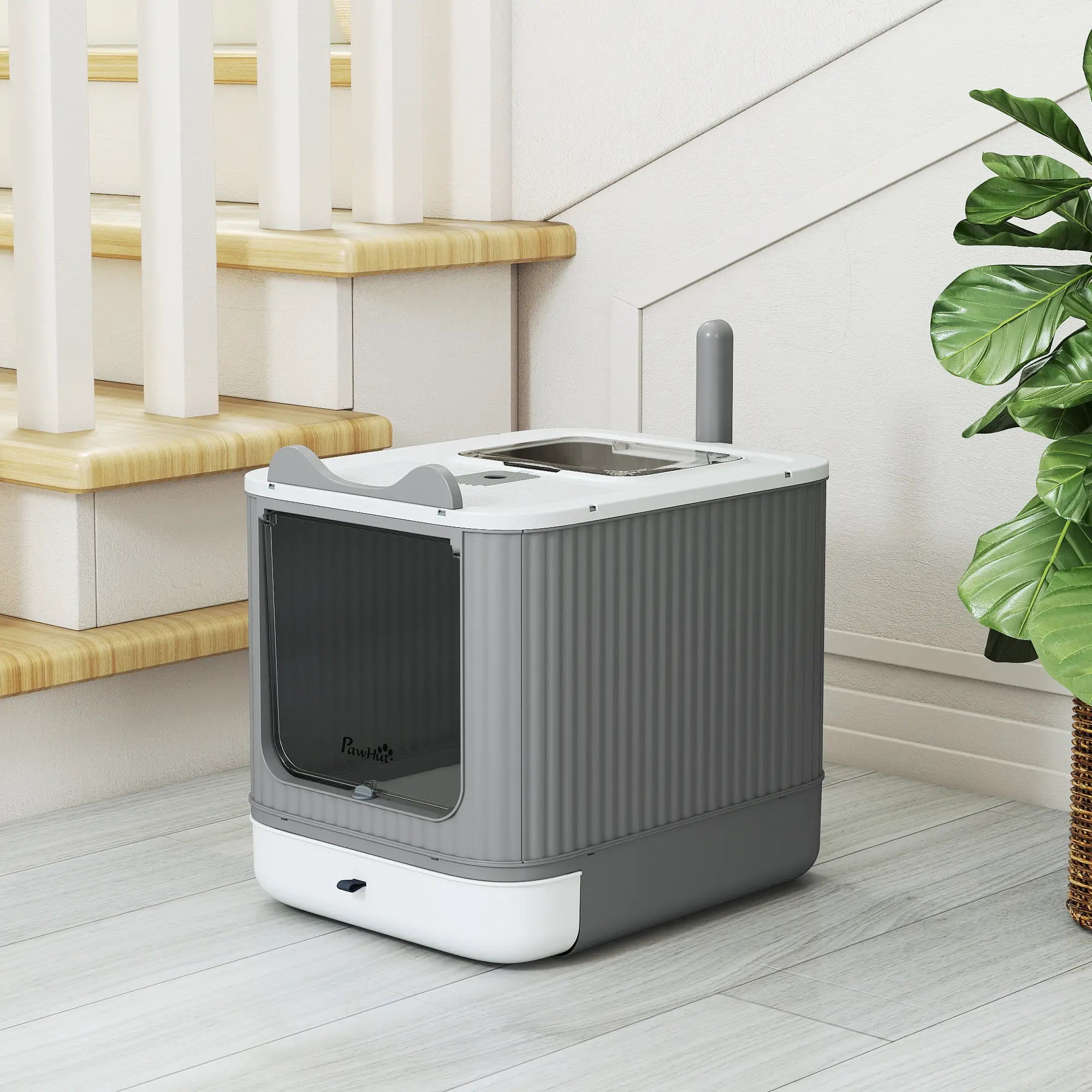 Enclosed Kitty Litter Box With Lid, Front-Entry, Top-Exit, Scoop, Deodorizer Bag, Medium, White Cat Litter Box Enclosures at Gallery Canada