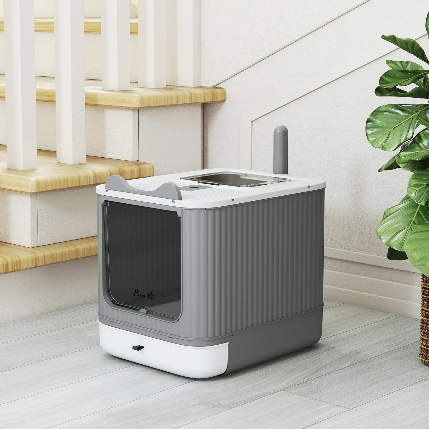 Enclosed Kitty Litter Box With Lid, Front-Entry, Top-Exit, Scoop, Deodorizer Bag, Medium, White Cat Litter Box Enclosures at Gallery Canada
