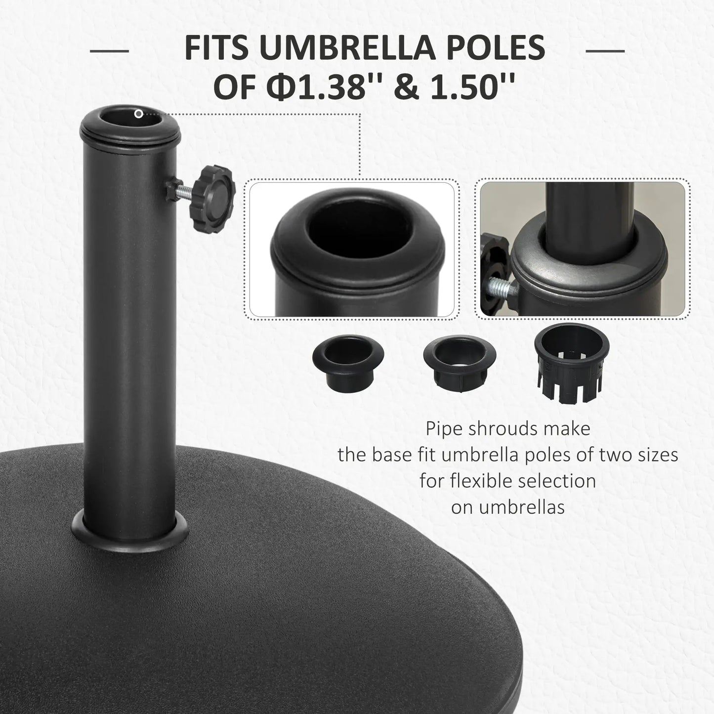 44 lbs Cement Umbrella Base, 19" Heavy Duty Round Stand, Black Umbrella Bases at Gallery Canada