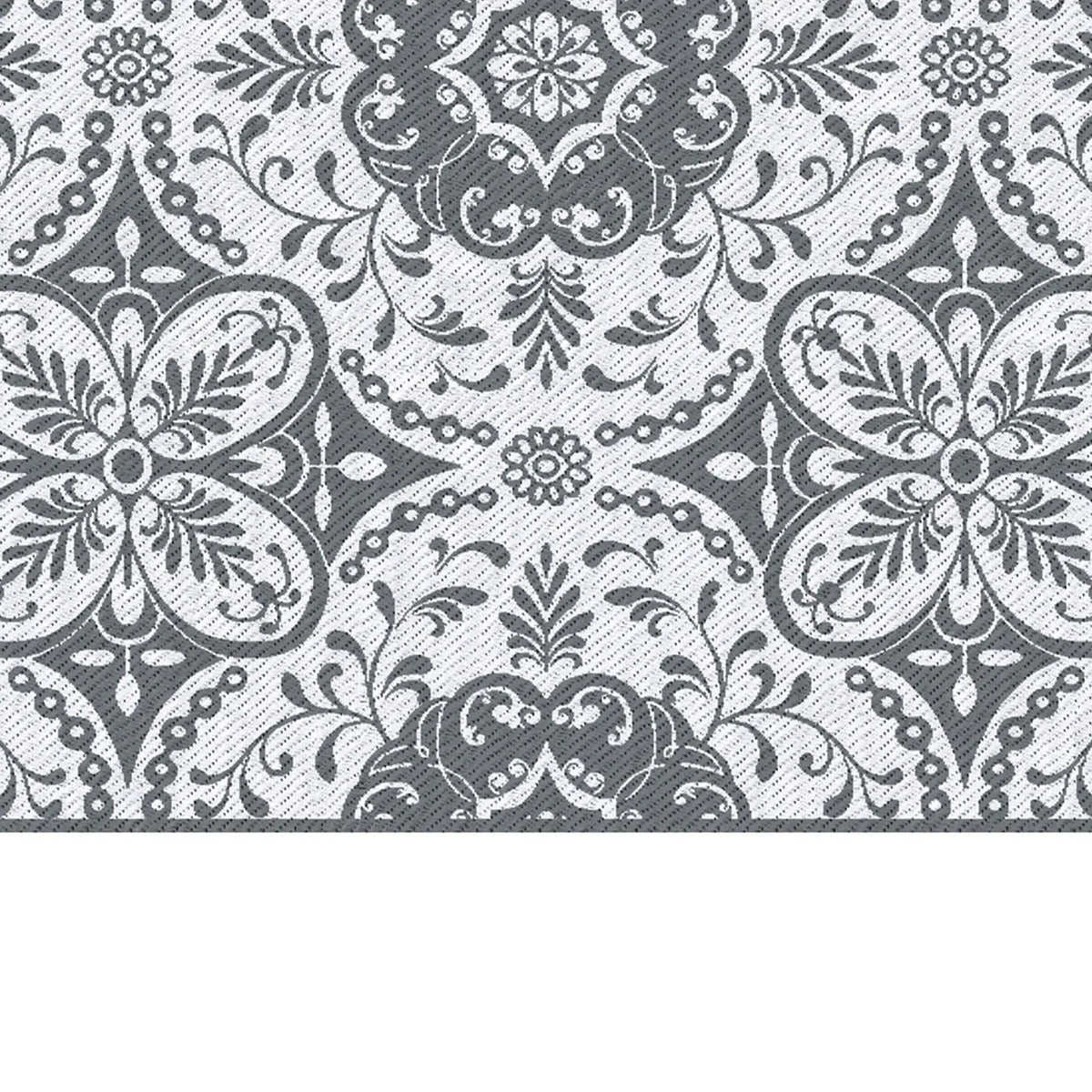 Tapis Extérieur Portable, 9' x 12', Imperméable, Fleur Blanche, Gris