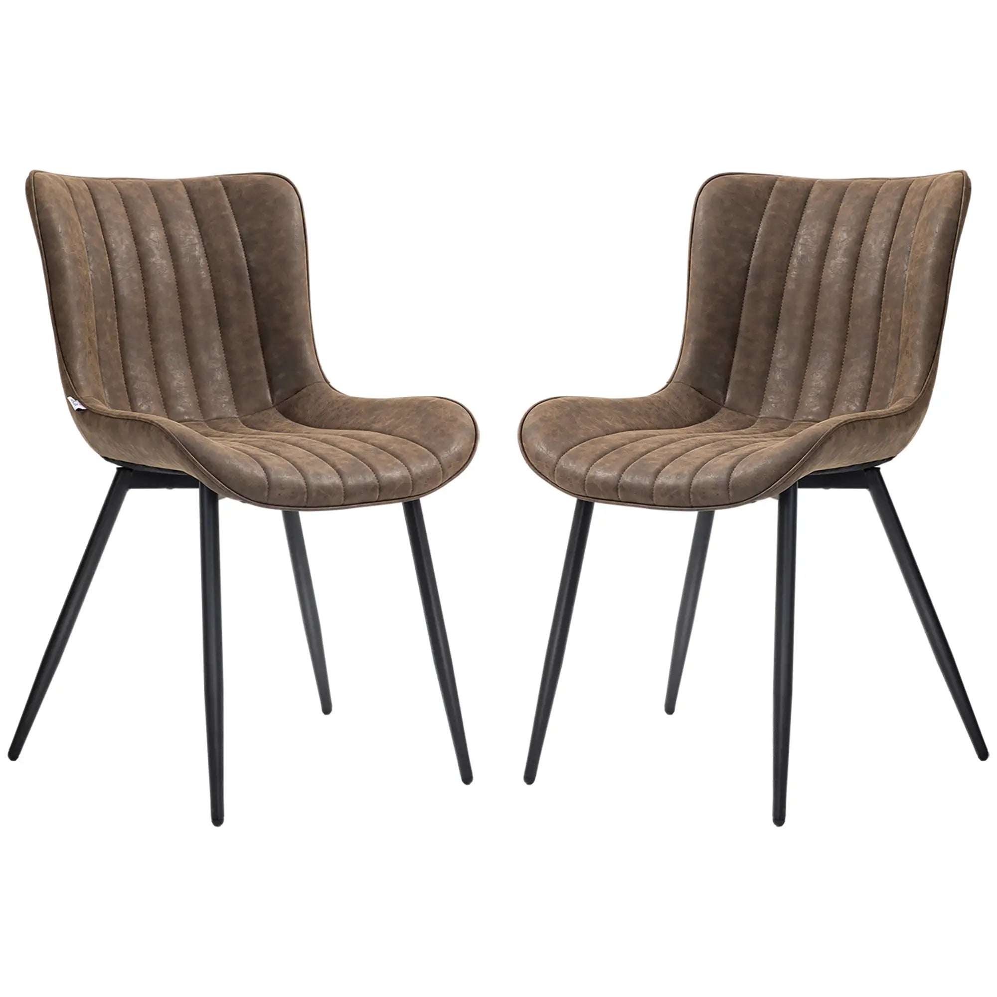 PU Leather Dining Chairs Set of 2, Steel Legs, Brown Dining Chairs Brown, Black at Gallery Canada
