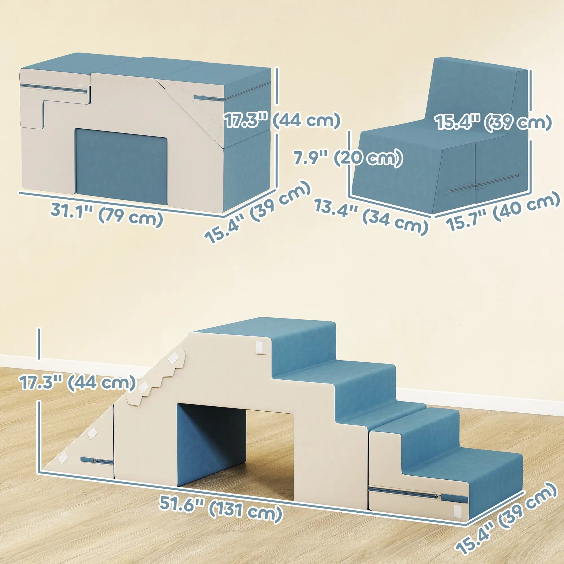2-Piece Climbing Foam Blocks, Detachable Cover, Indoor Play Set, Blue Kids Gym & Playmats at Gallery Canada