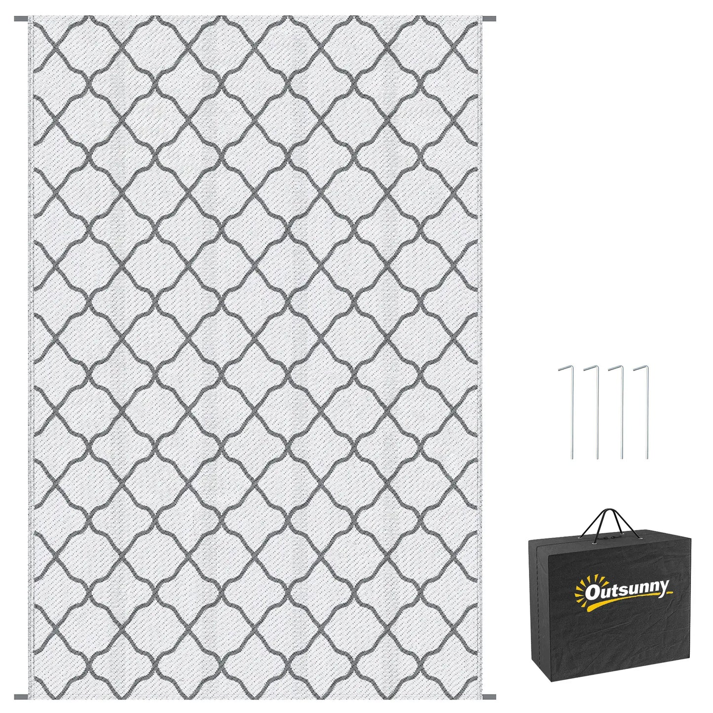 Waterproof Outdoor Rug, 6' x 9', Reversible RV Mat, Grey & White Garden Decor at Gallery Canada