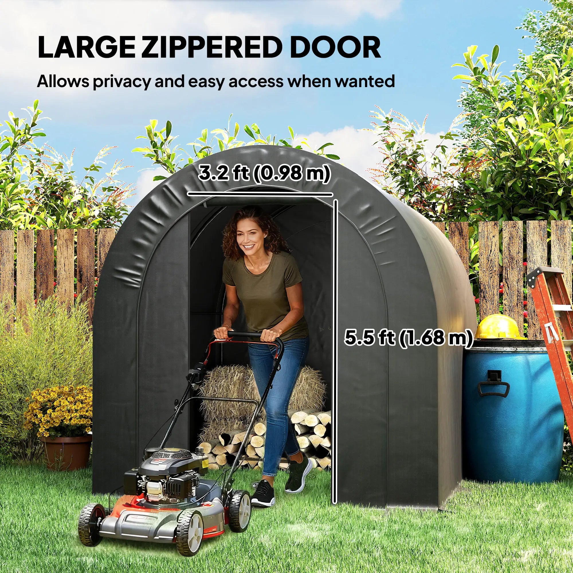 6' x 8' Outdoor Storage Shed, Heavy Duty Galvanized Steel, Black Car Shelters at Gallery Canada