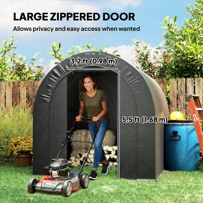 6' x 8' Outdoor Storage Shed, Heavy Duty Galvanized Steel, Black Car Shelters at Gallery Canada