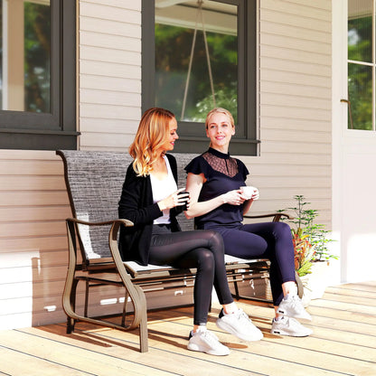 Garden Double Gliding Chair, Patio Glider, Steel Frame, Dark Grey Outdoor Gliders at Gallery Canada