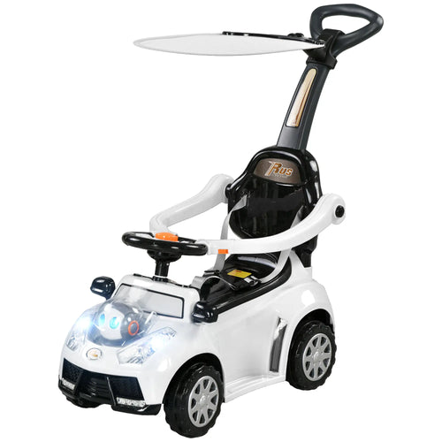 3 in 1 Kids Push Car, Foot to Floor Design, Music, Light, White