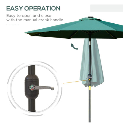 9ft Solar Patio Umbrella, 24 LED Lights, Tilt Canopy, Green Sun Umbrellas at Gallery Canada