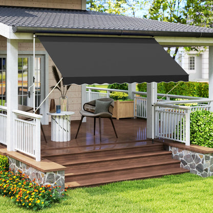 10x5ft Manual Retractable Awning, For Window Door Porch, Black Deck Awnings at Gallery Canada