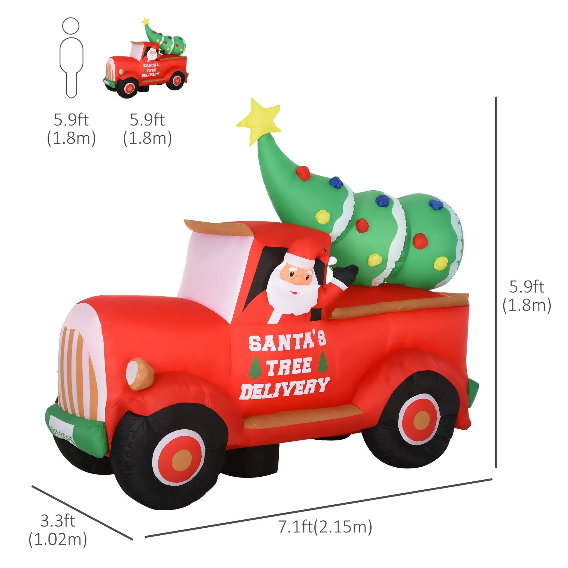 6ft Inflatable Santa Claus Driving Truck with LED Lights, Outdoor Yard Display Christmas Inflatables at Gallery Canada