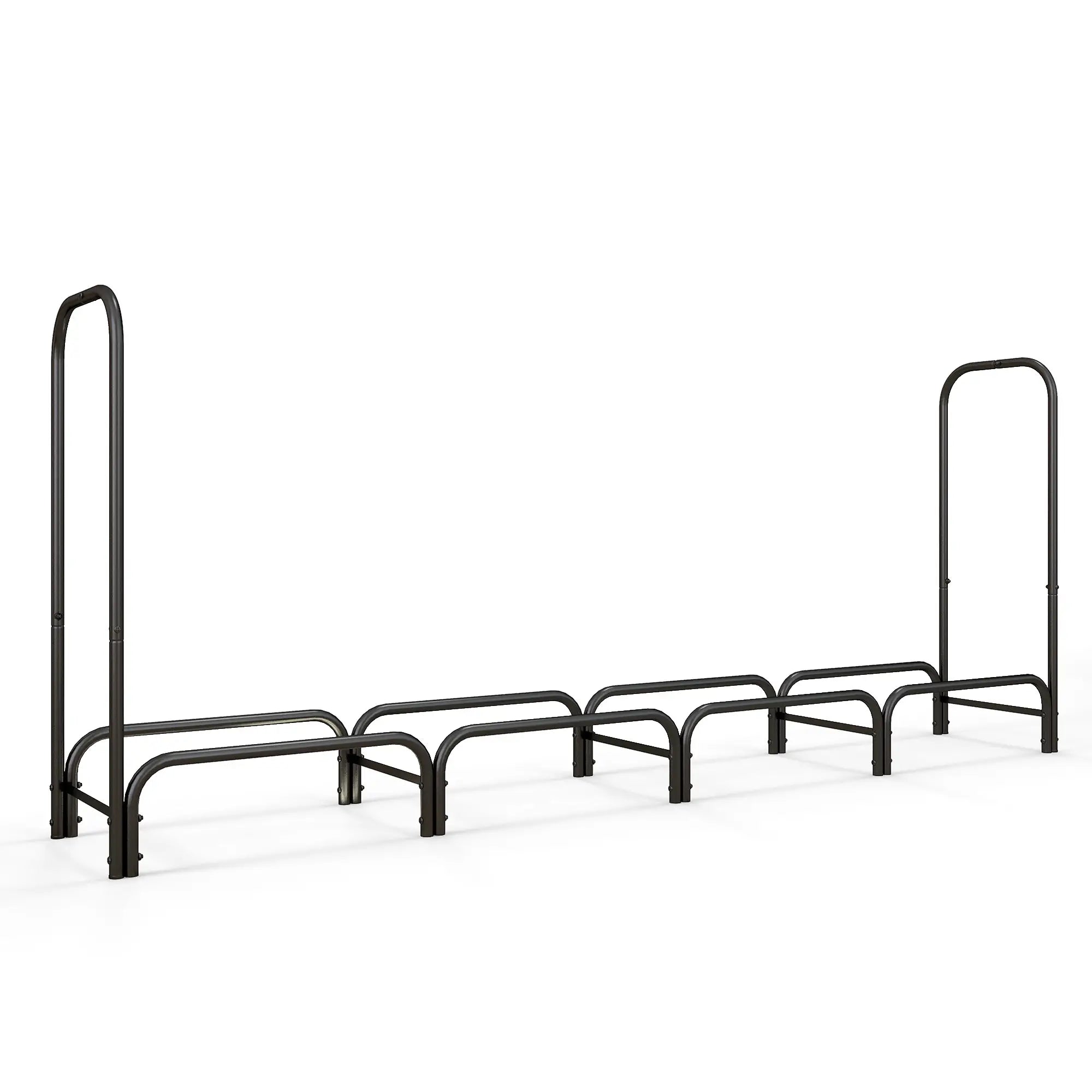 8ft Outdoor Firewood Rack With Cover, Adjustable Wood Storage, Black Firewood Racks at Gallery Canada