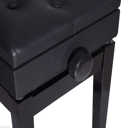 Adjustable Piano Bench, Storage, Soft PU Leather Padded, Black Piano Benches at Gallery Canada