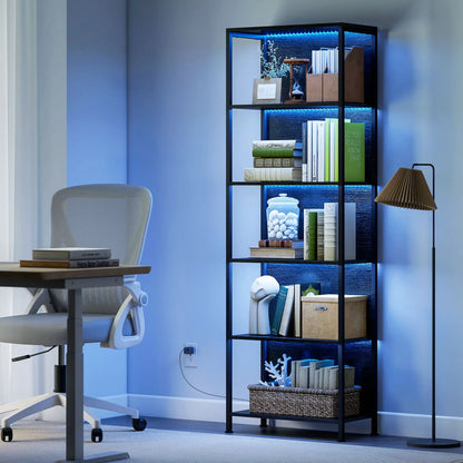5-Tier Bookshelf With LED Lights, Metal Frame, Black Display Bookshelves at Gallery Canada