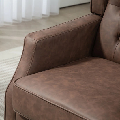 Faux Leather Armchair, Modern Accent Chair, Thick Padding, Brown Accent Chairs at Gallery Canada