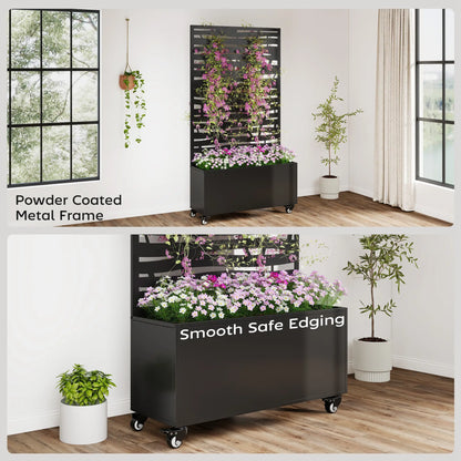Metal Planter Box With Trellis, Raised Garden Bed With Privacy Screen