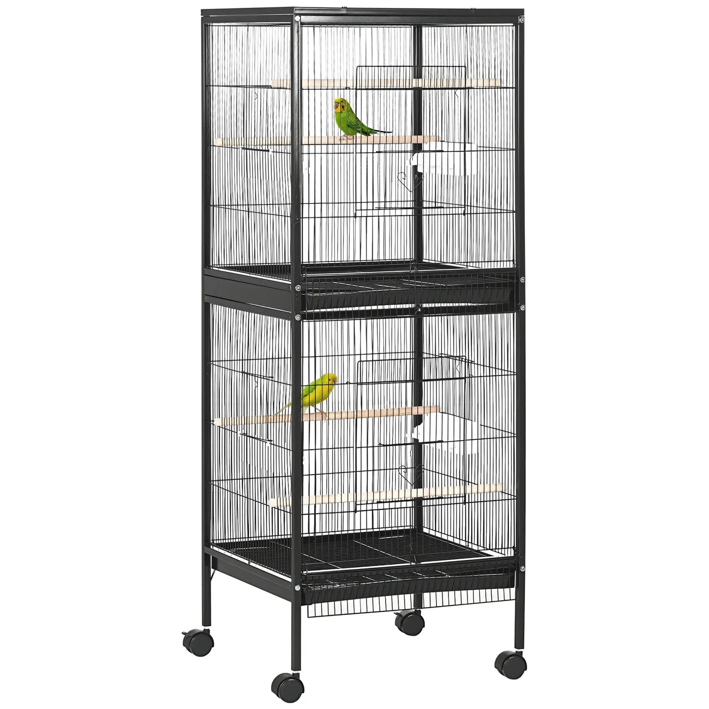 55.1" 2 In 1 Bird Cage Aviary, Parakeet House, Black Bird Cages Black at Gallery Canada