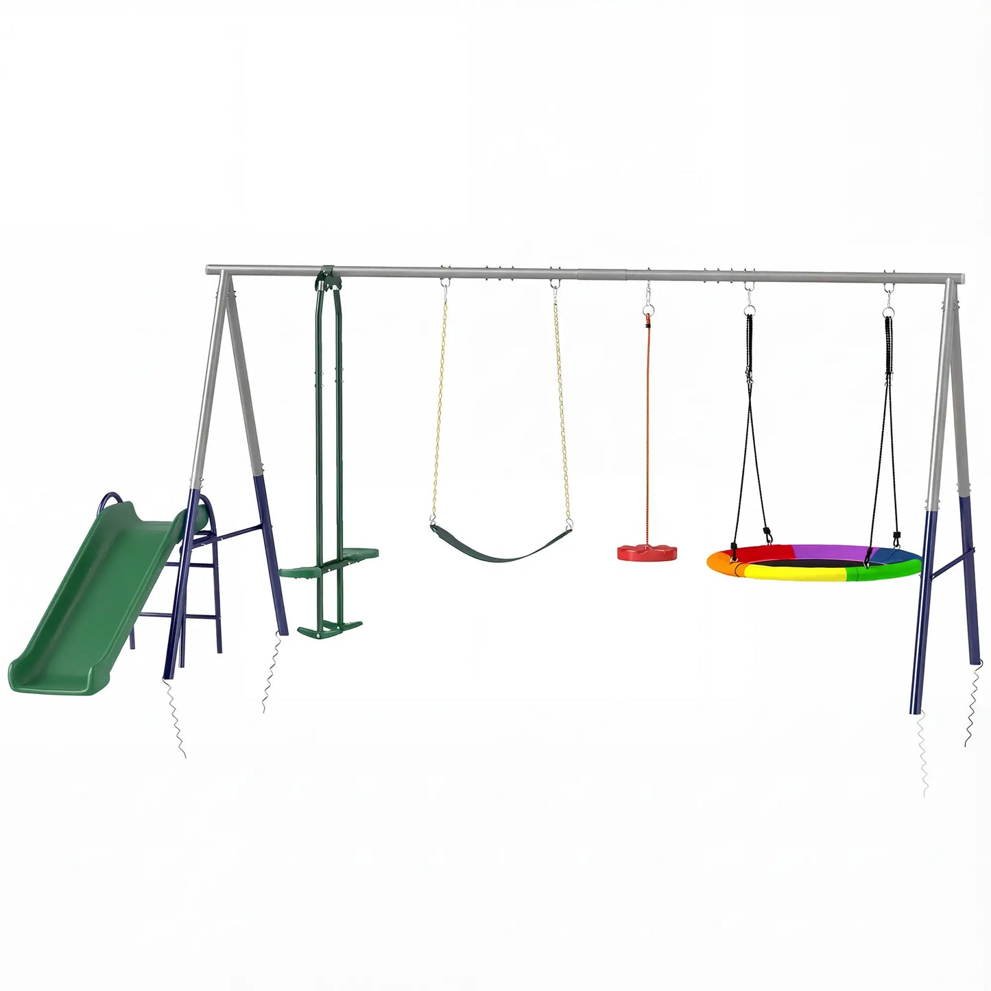 Kids Swing Set With Slide, Swings, Glider, 770lbs Capacity, Ages 3-8, Multicolour Gym Sets & Swings Multi Colour at Gallery Canada