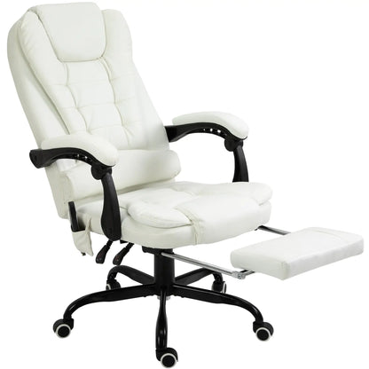 7-Point Vibrating Massage Chair, Reclining Office Chair, Adjustable Height, White Executive & Manager Chairs at Gallery Canada