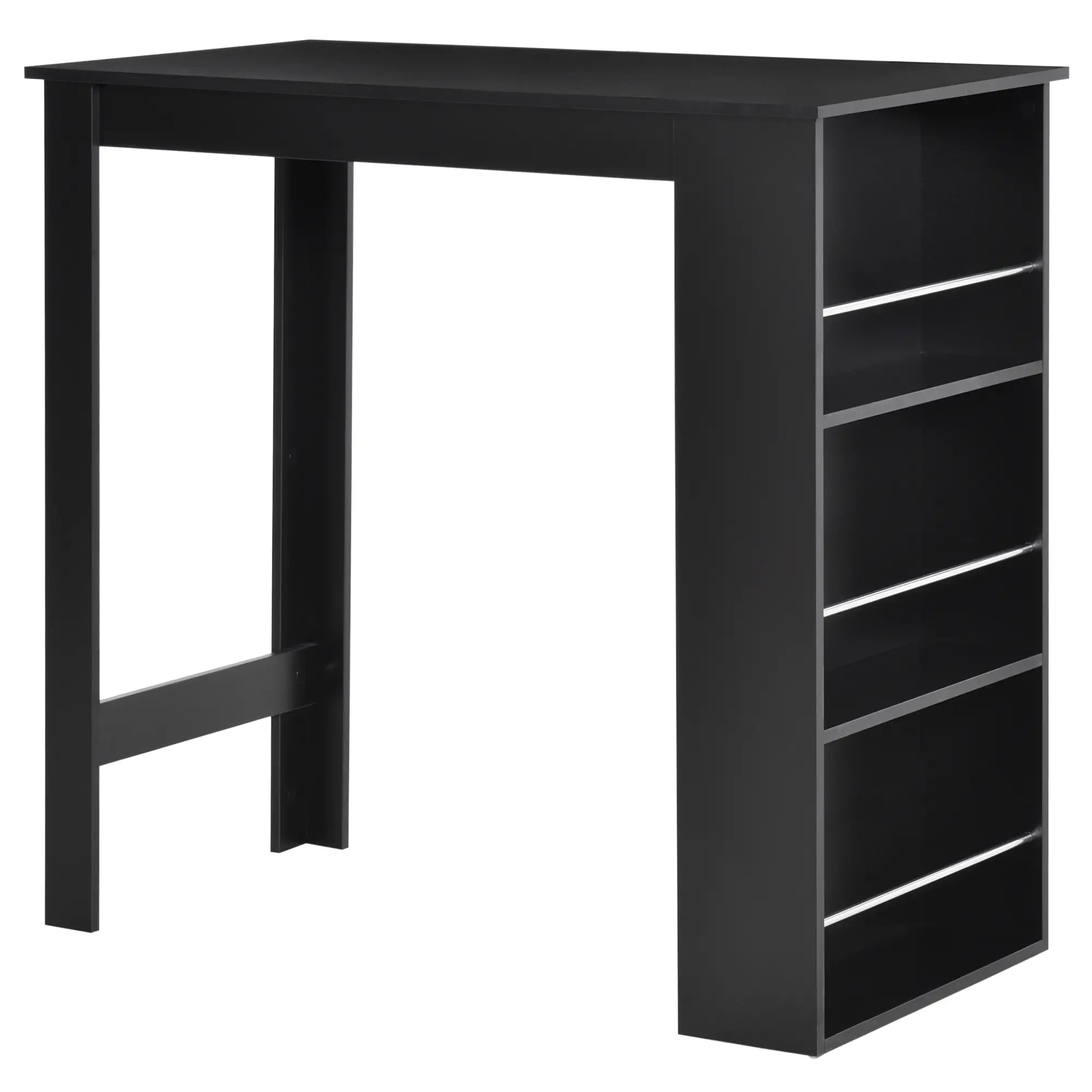 Modern Bar Table, Counter Height, 3 Storage Shelves, Black Bar Tables & Dining Tables Black at Gallery Canada