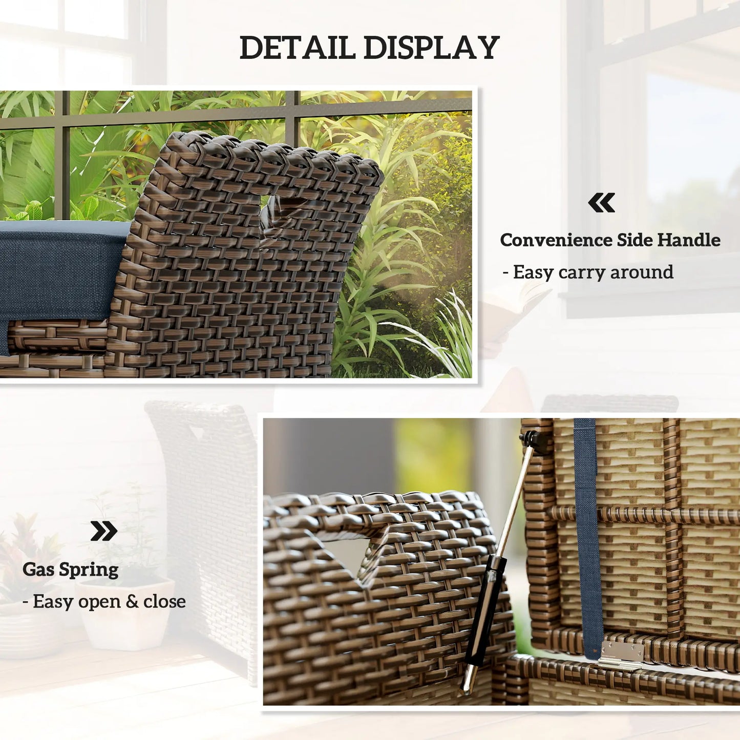 29 Gallon Wicker Deck Box, Outdoor Storage Bench, Navy Blue Patio Storage Boxes at Gallery Canada