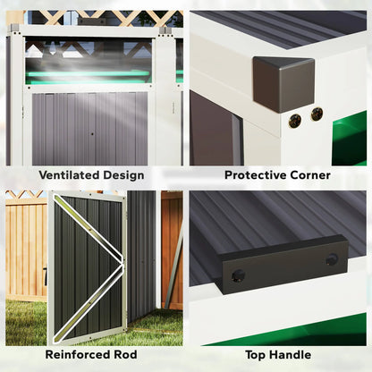 Double Garbage Bin Shed, Lockable Outdoor Storage, Dark Grey Sheds at Gallery Canada