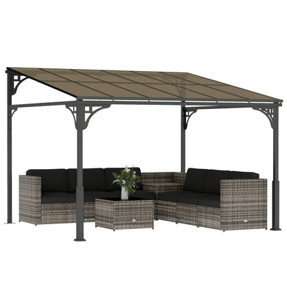 11' x 10' Outdoor Pergola, Wall Mounted Hardtop Gazebo, Polycarbonate Roof, Metal Frame Pergolas at Gallery Canada